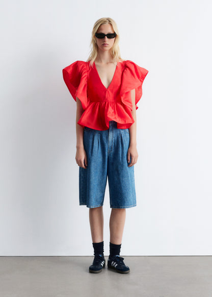 Ruffle V-Neck Blouse