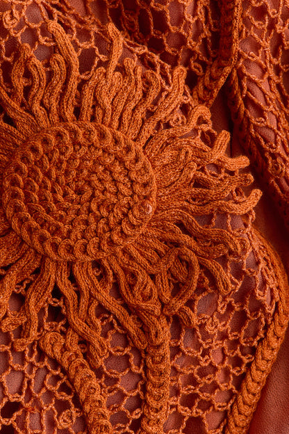 Women's Orange/Sunflowers Ruffled crochet-look dress | H&M GB