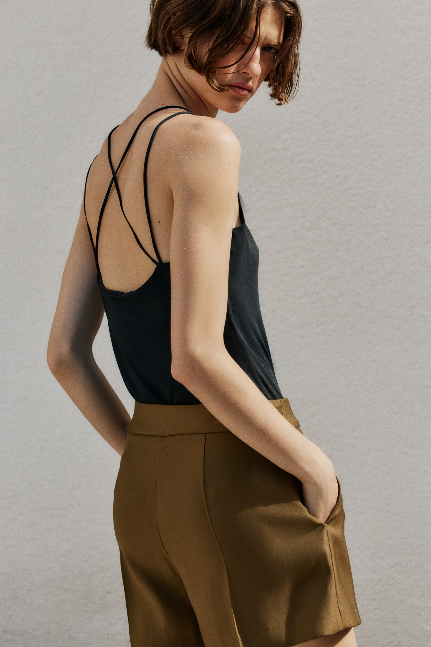 Khaki green Tailored shorts