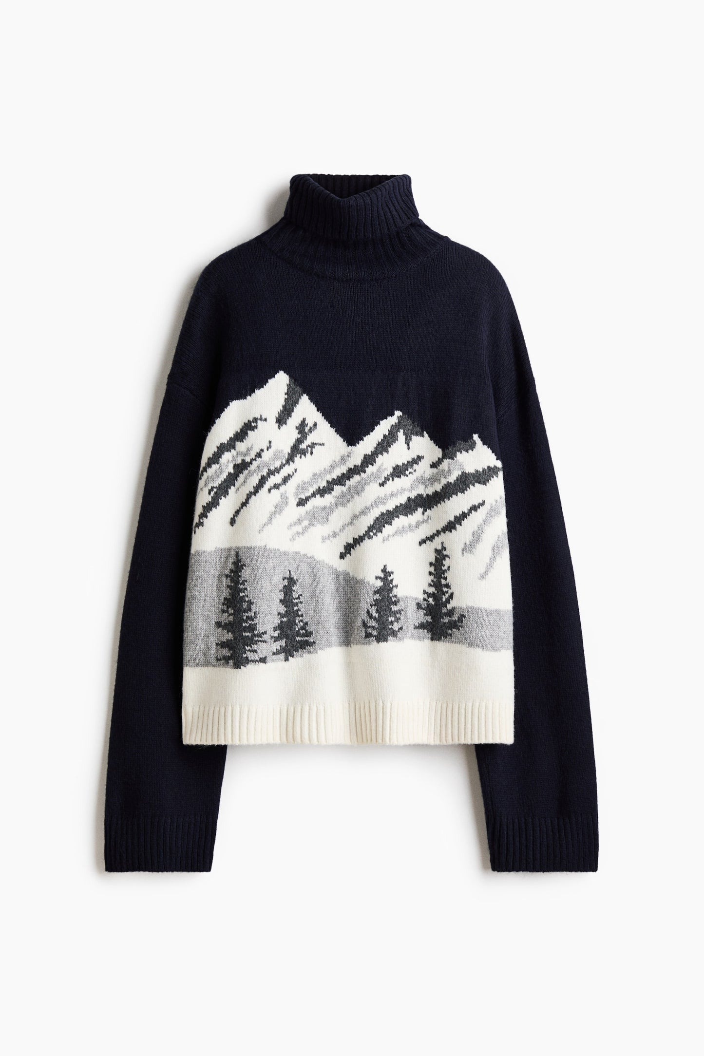 Jacquard-knit polo-neck jumper