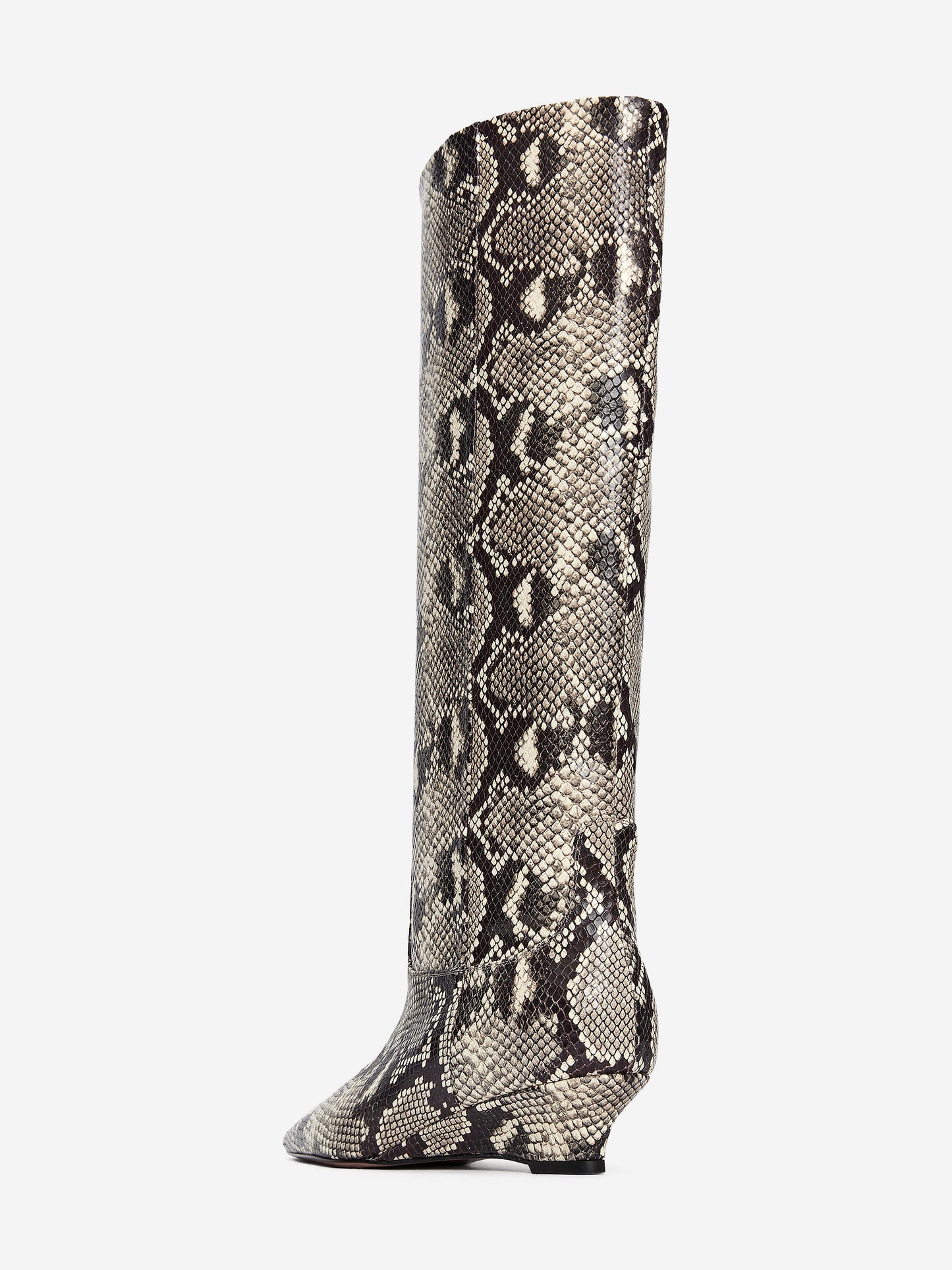 Wedge-Heel Leather Boots