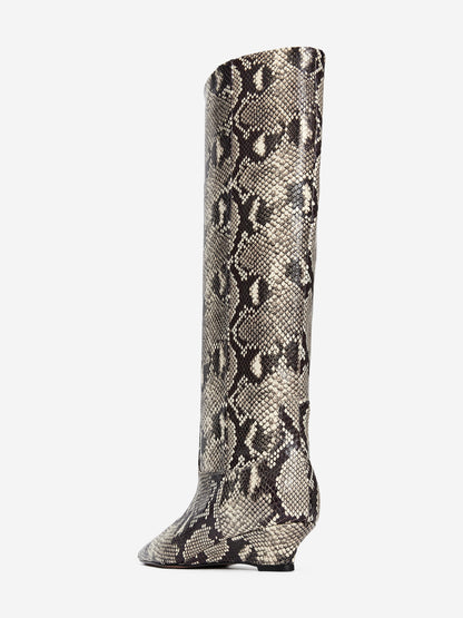 Wedge-Heel Leather Boots