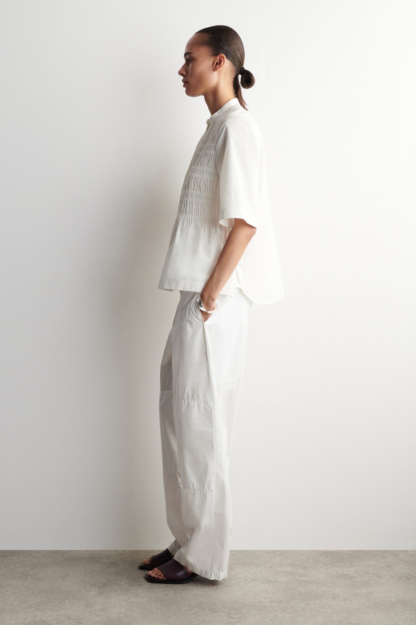 Ruched Cotton Blouse