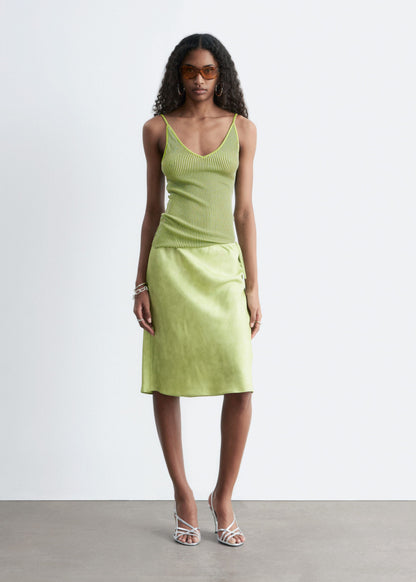 Satin Knee-Length Slip Skirt