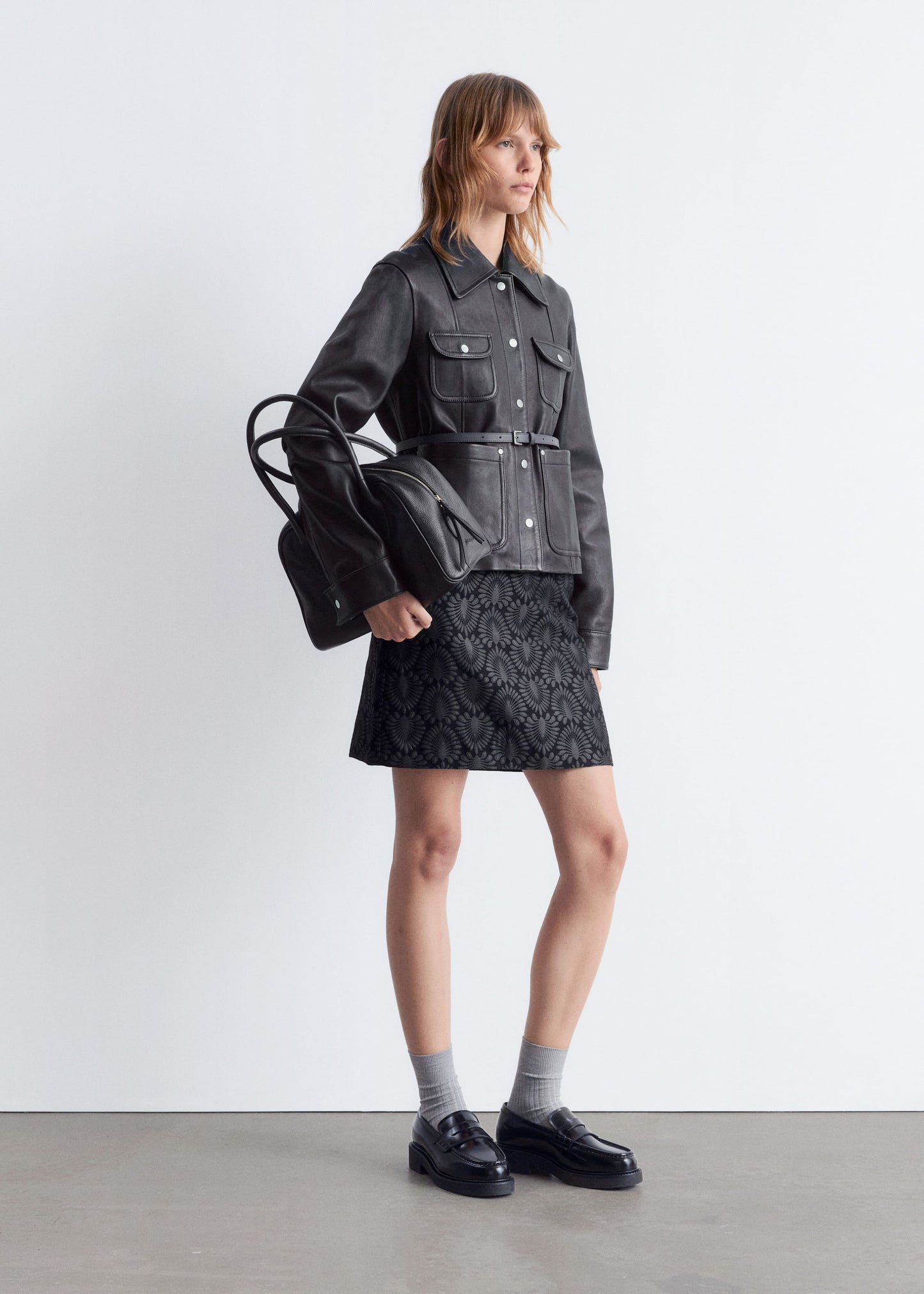 Patch-Pocket Leather Jacket