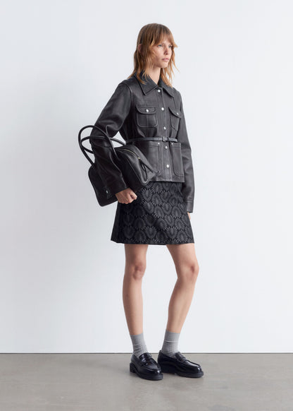 Patch-Pocket Leather Jacket