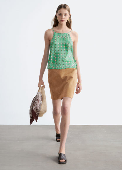 Contrast Binding Silk Top