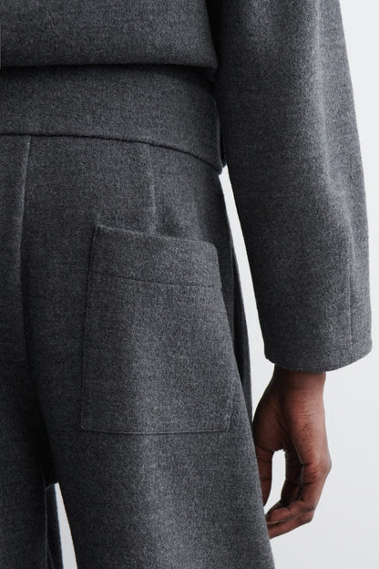 Boiled-Wool Barrel-Leg Trousers