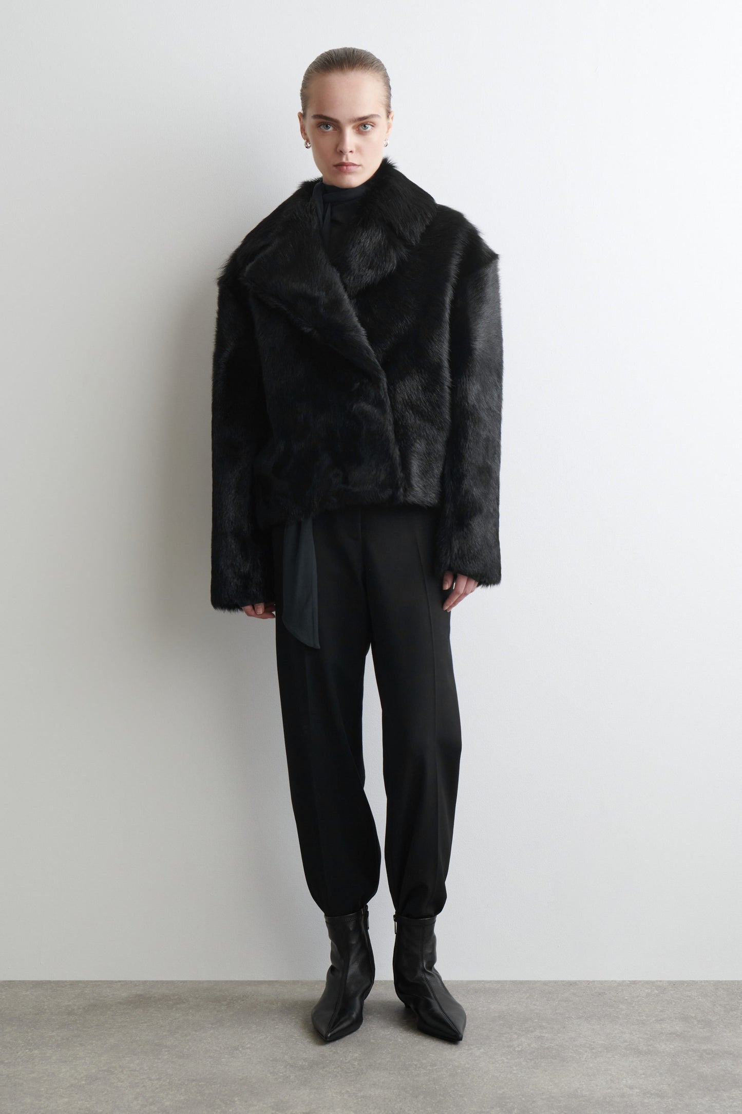 Collared Pony Hair Leather Jacket