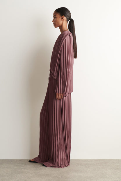 Pleated georgette trousers