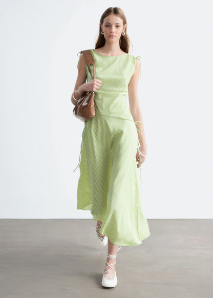 Asymmetric Draped Midi Dress