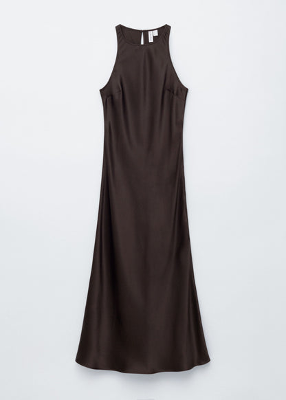 Sleeveless Satin Midi Dress