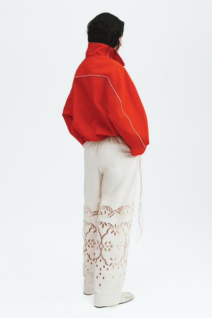 Oversized nylon popover jacket
