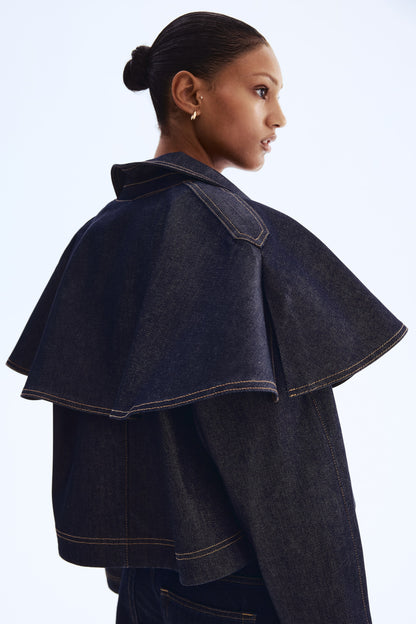 Cape-detail denim jacket