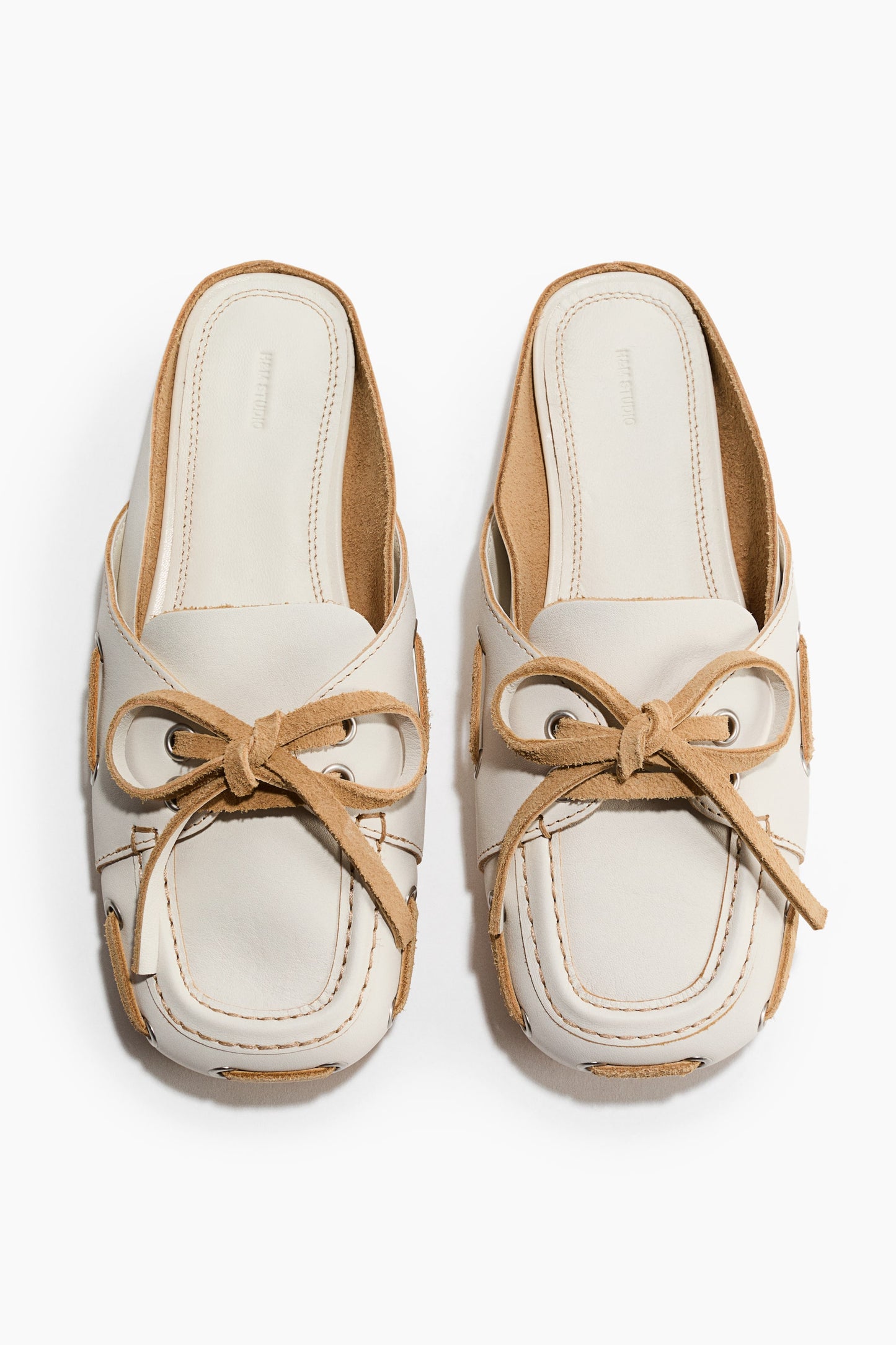 Leather loafer mules