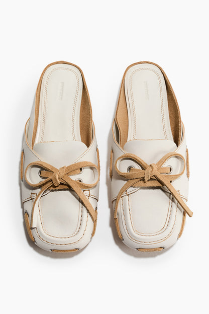 Leather loafer mules