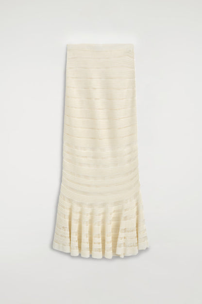 Ladder-Stitch Knitted Midi Skirt