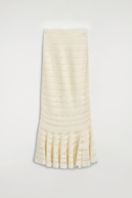 Ladder-Stitch Knitted Midi Skirt
