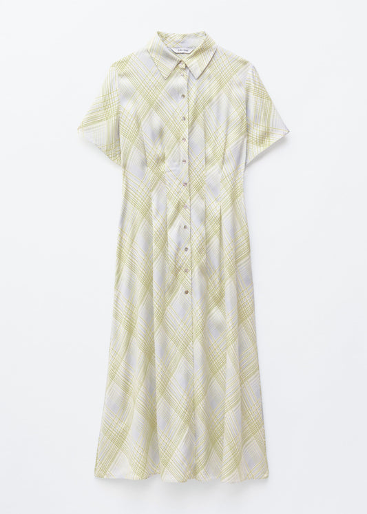 Pleated Waist Shirt Dress