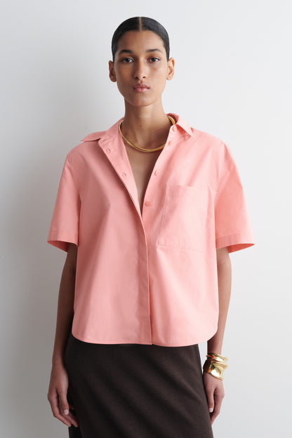 Cropped Short-Sleeved Cotton Shirt