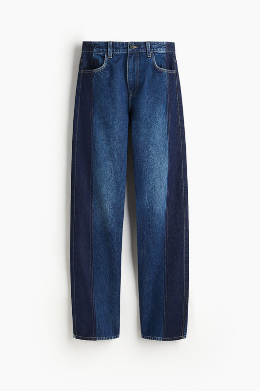 Two-toned straight-leg jeans