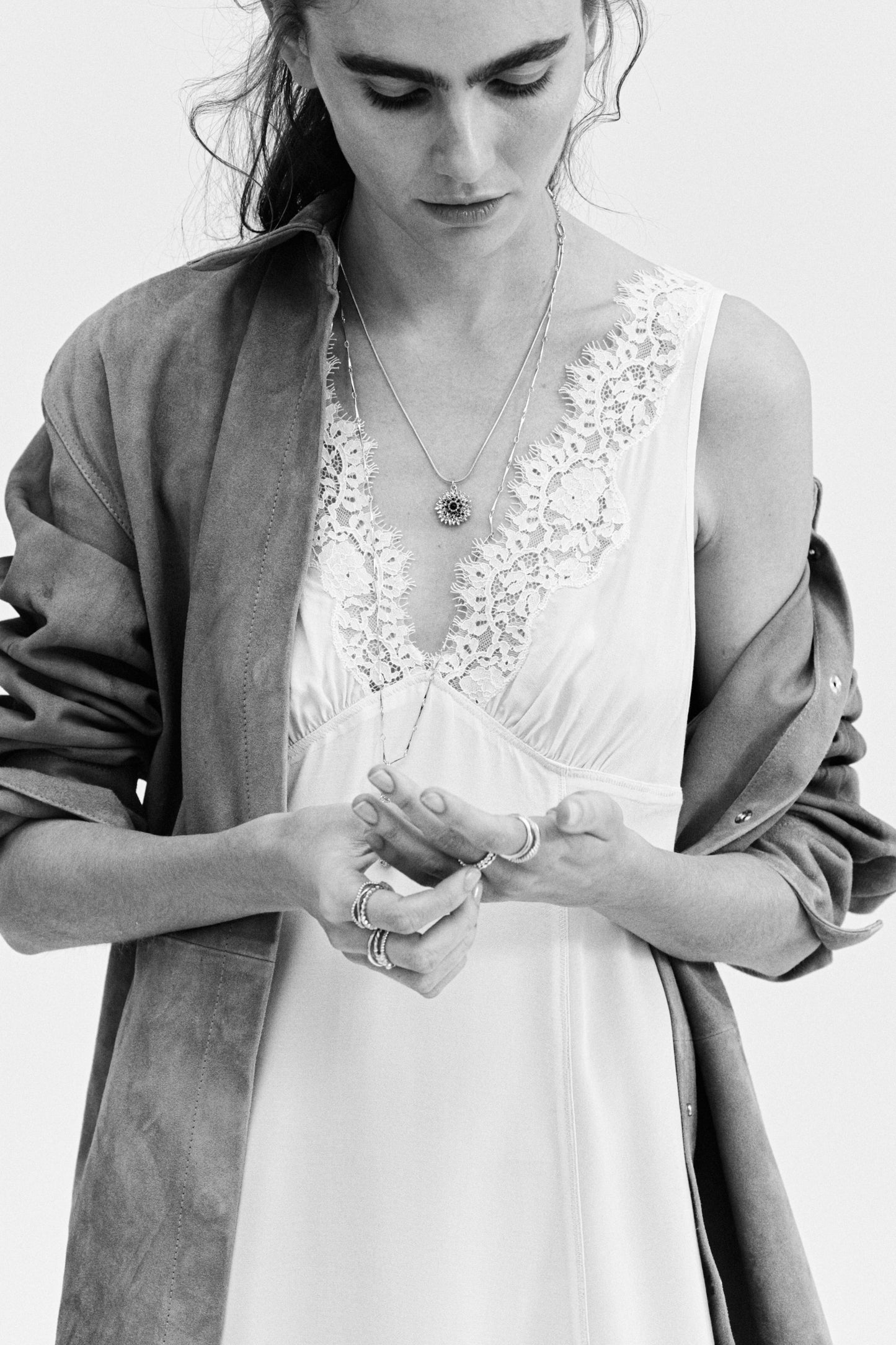 Lace-trimmed dress