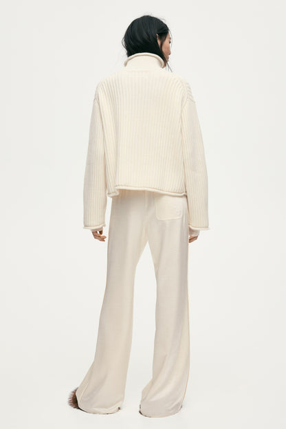 Flared satin trousers