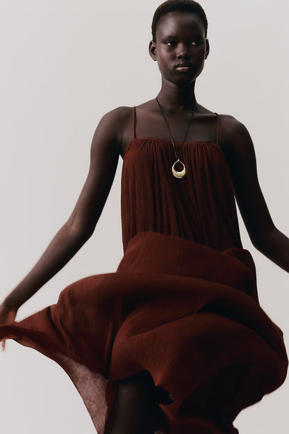 Plissé strappy dress
