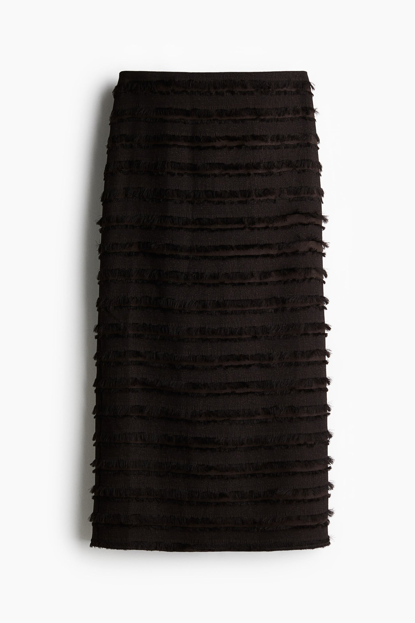 Fringe-trimmed midi skirt