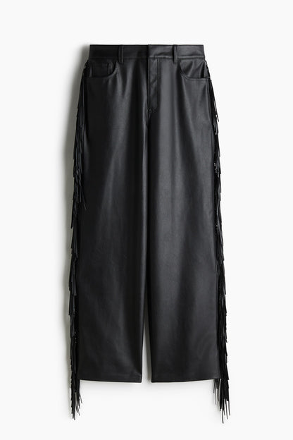 Fringed coated trousers