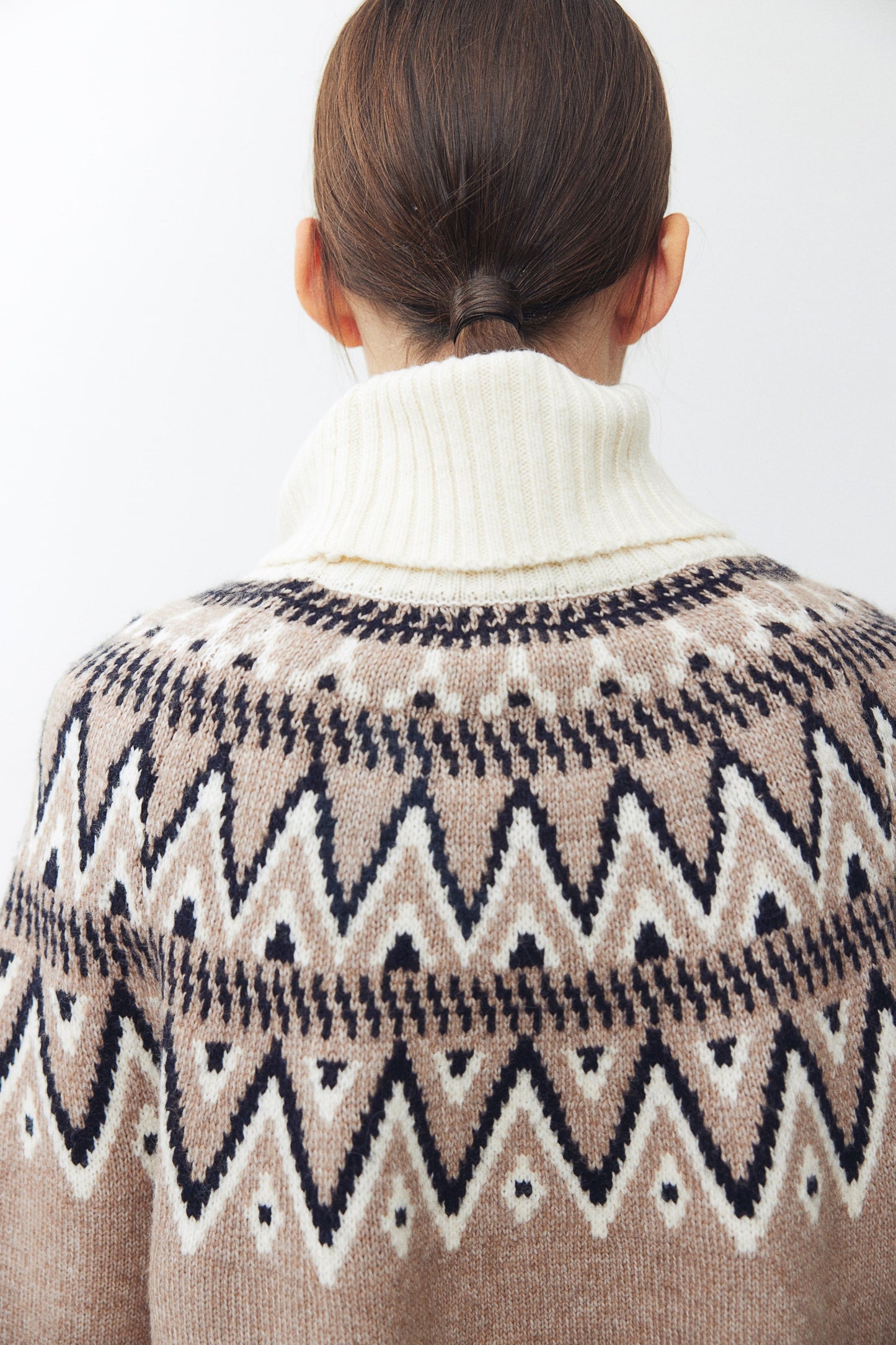 Jacquard-knit polo-neck jumper