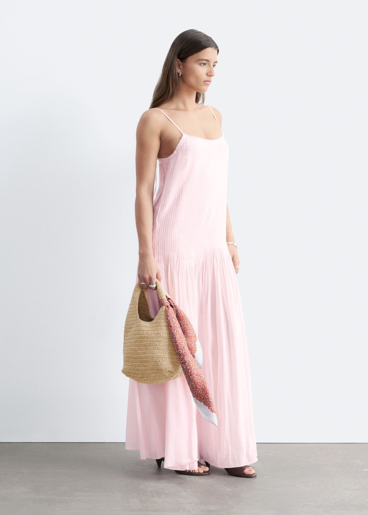 Pleated Bodice Maxi Dress