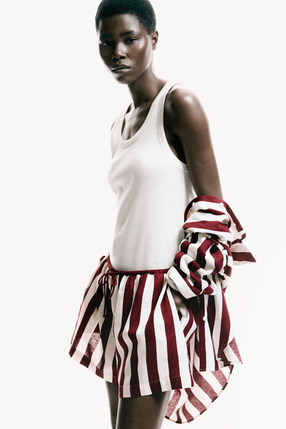 Striped Linen-blend shorts