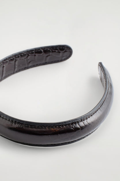 Croc-Effect Leather Headband