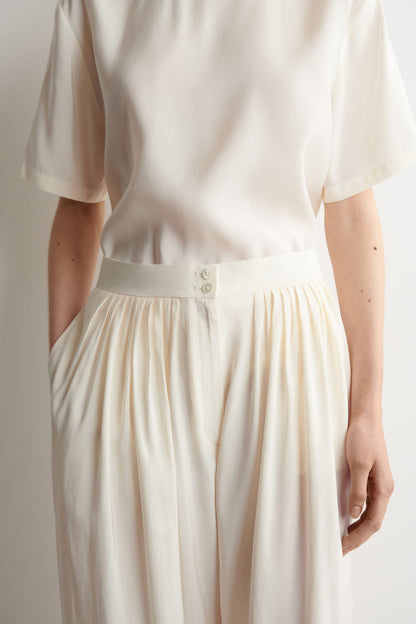 Draped Pleated Straight-Leg Trousers