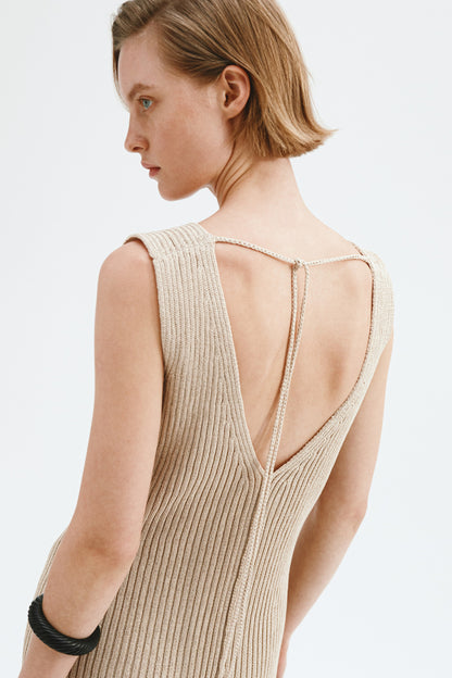 Rib-knit tie-back dress