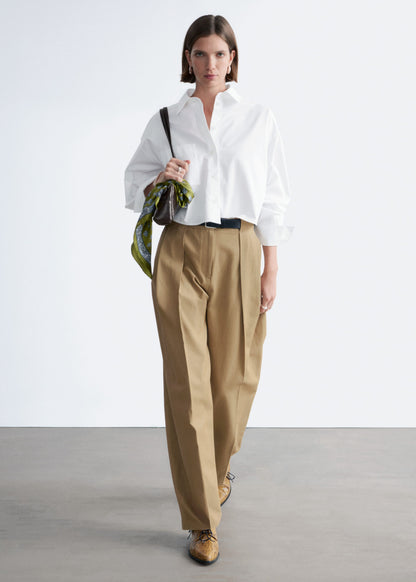 Cropped Oversized Cotton Shirt