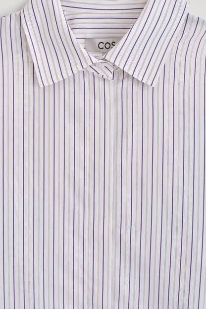 Cutaway-Collar Striped Cotton-Blend Shirt