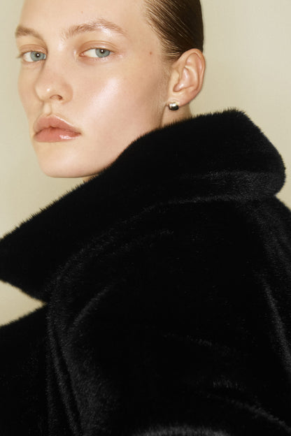 Fur-effect long coat