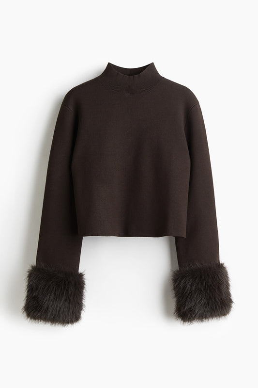 Fine-knit turtleneck top
