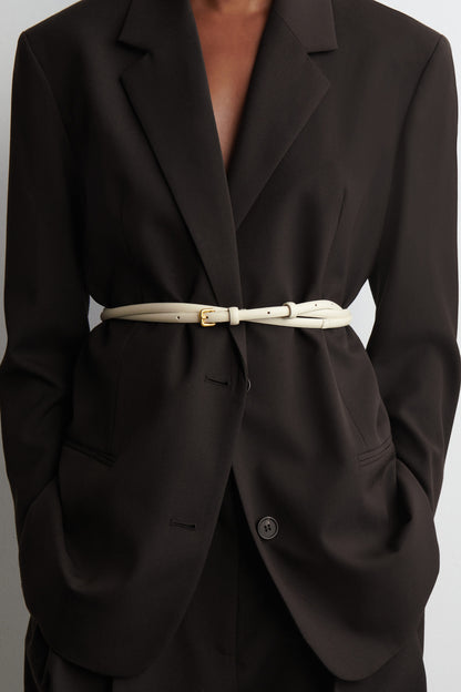 Double-Wrap Skinny Leather Belt