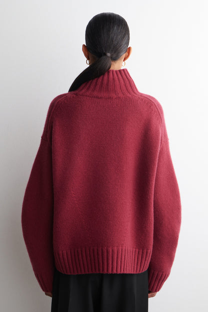 Chunky cashmere funnel-neck jumper
