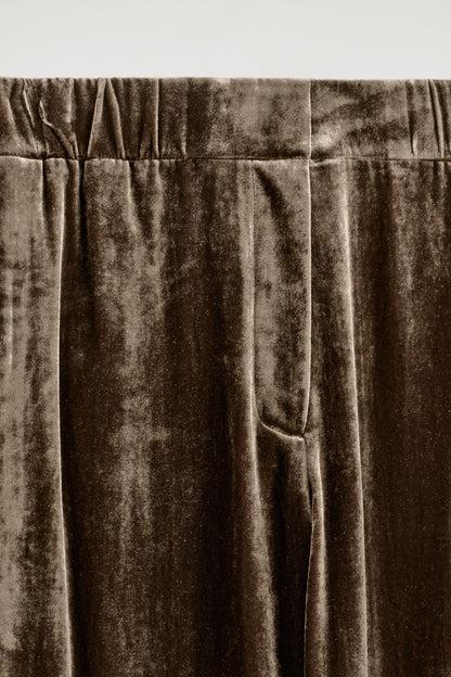 Velvet Elasticated Straight-Leg Trousers