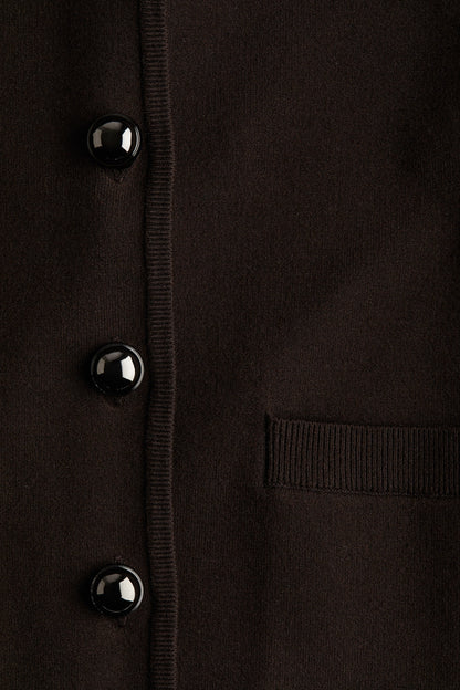 Fine-knit collared cardigan
