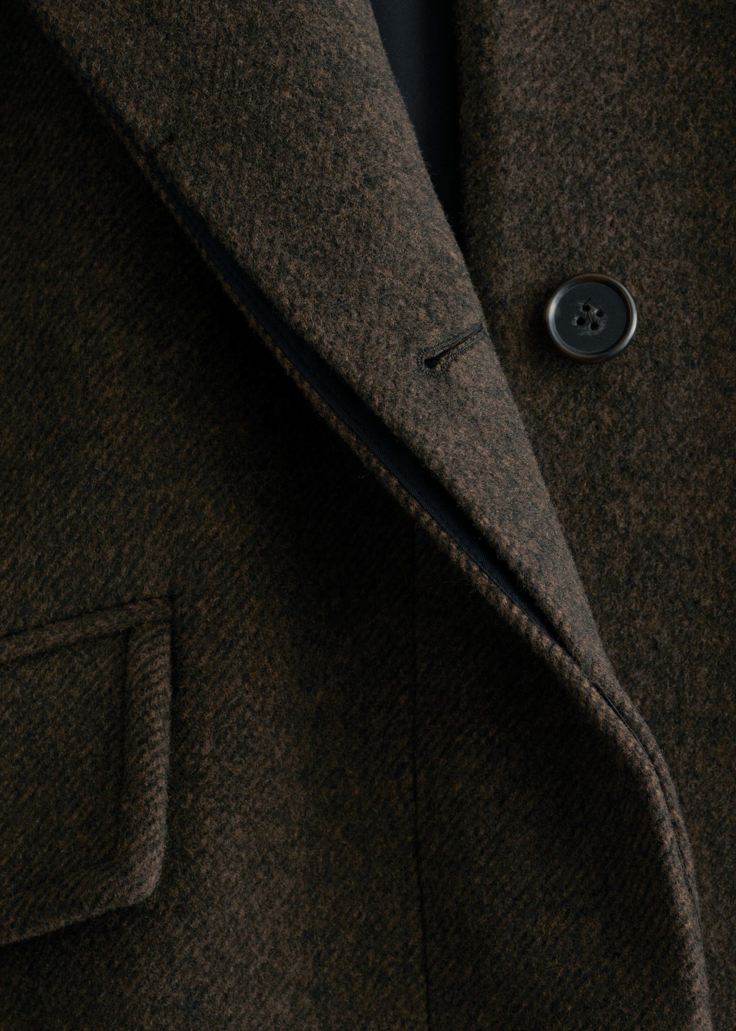 Oversized Leather-Collar Wool Coat
