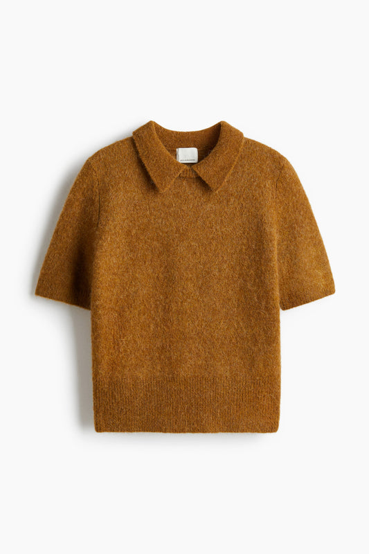 Collared alpaca-blend jumper