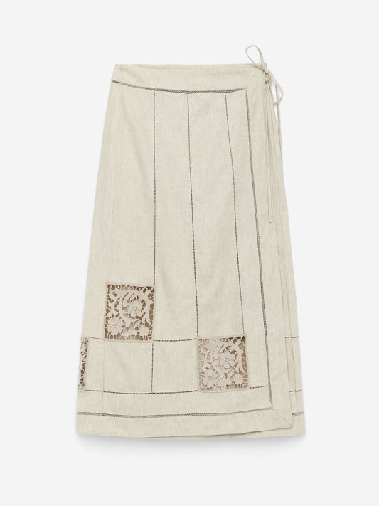Embroidered Wrap Skirt