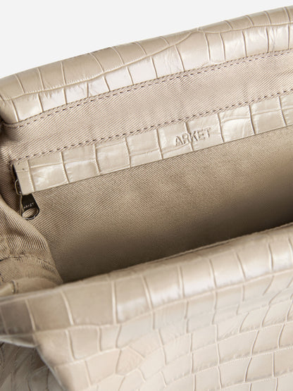 Croco-Embossed Leather Clutch