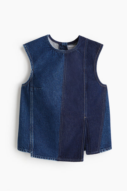 Two-toned denim top