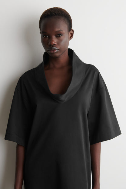 Funnel-Neck Cocoon Mini Dress